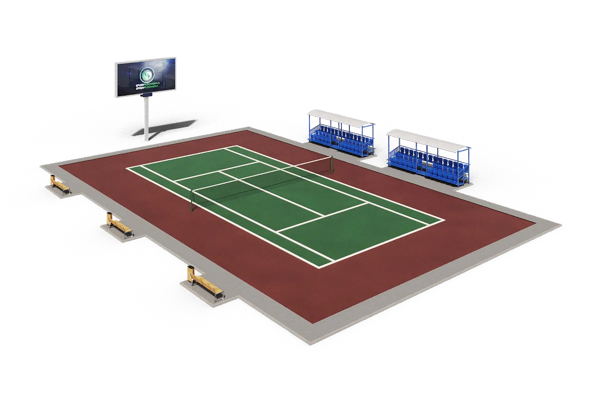ITF-сертифицированный теннисный корт ПДТ-3 с многослойным акриловым покрытием Lentus HARD 9–11 слоёв на бетонном основании